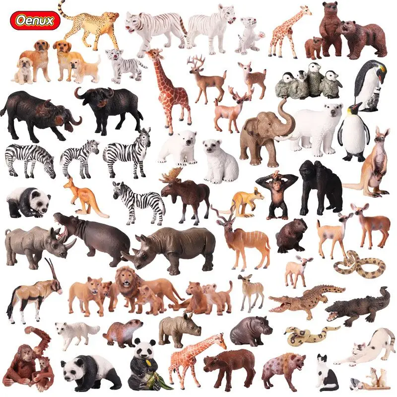 Oenux Реалистични фигури на диви животни, на Играчки, Зоопарк от животни Лъвове, Тигри Мечка Панда Твърди фигурки от PVC Играчка, подарък за децата