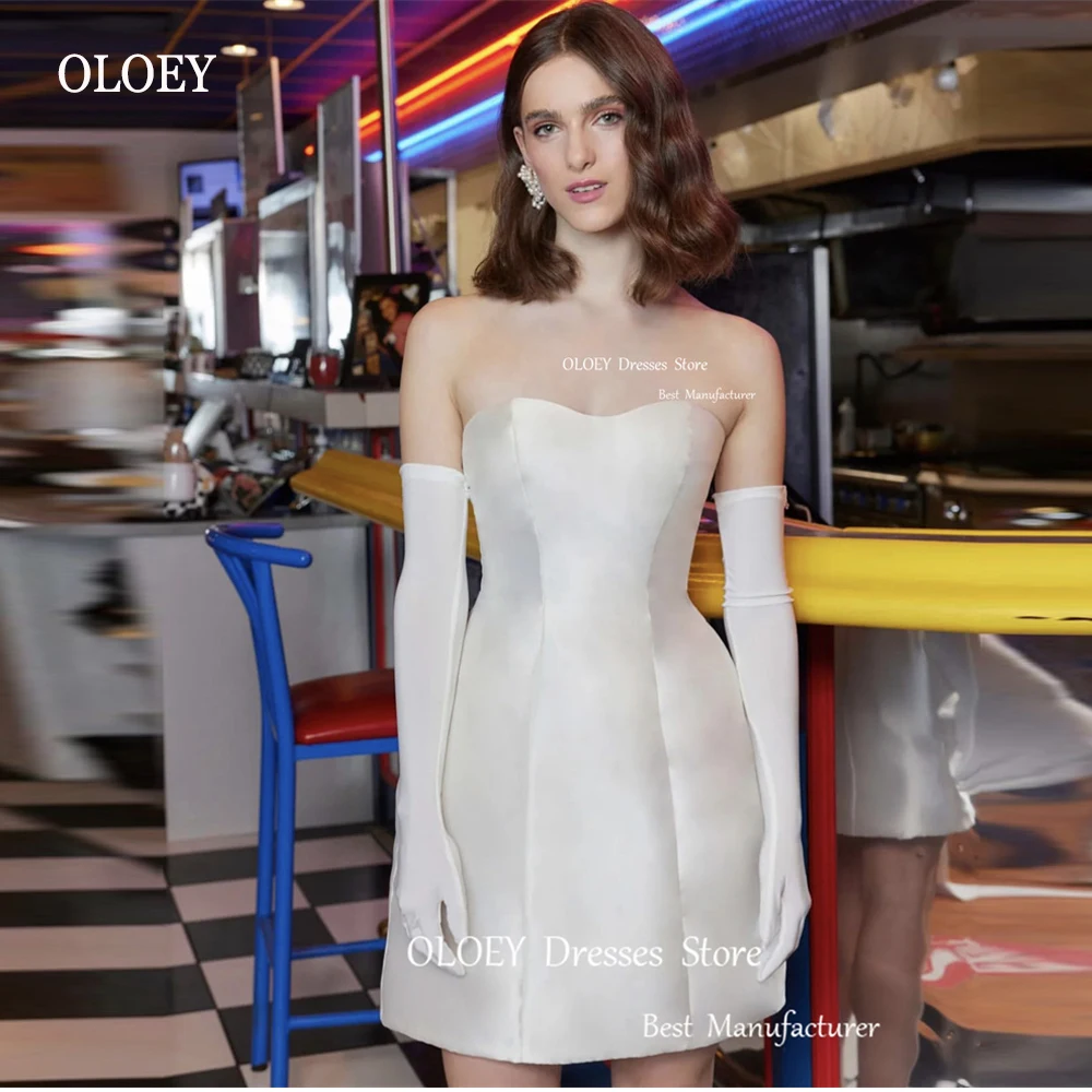 OLOEY Прости сатен къса булчинска рокля трапецовидна форма Sweeetheart Mini Секси Булка Dresses Вечерна рокля Robe de mariage 2023