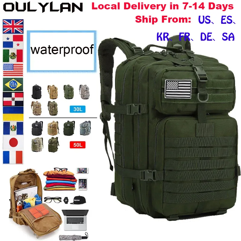 Oulylan Assault Pack Къмпинг Военен Тактически Раница Мъжете 50Л/30Л Голям Капацитет Ловни Треккинговые Раници Туристически Раници