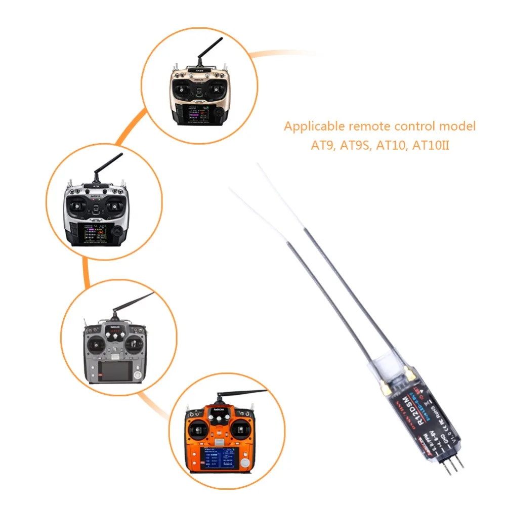 Radiolink R12DSM 2,4 Ghz 12-канален Мини радиоуправляеми приемник SBUS/PPM сигнал DSSS & FHSS Състезателни летателни апарати с двойно разширяване обхвата на AT9/AT9S/AT10/AT10II