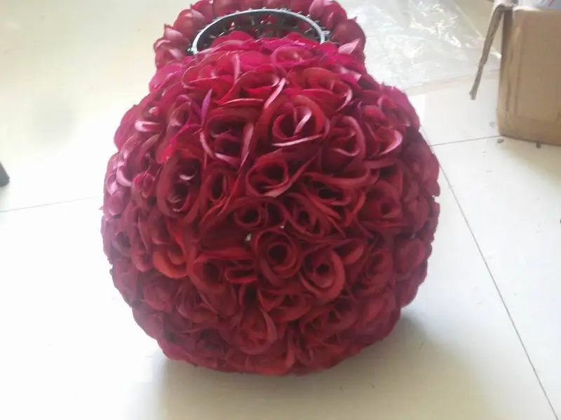 SPR 50 см сватбен топка от изкуствена коприна за целувки, десктоп украса украса flore flower wall-тъмно червен