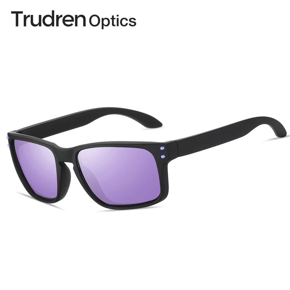 Trudren Мъжки Вечни Класически Слънчеви Очила с Поляризирана Дизайн TR-90 Правоъгълни Слънчеви Очила с Замочной дупка и Метални нитове Sunglass 9102