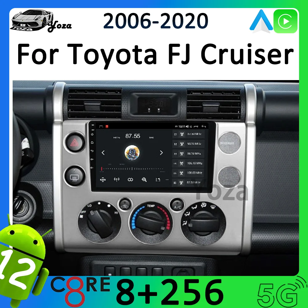 Yoza Carplay Автомагнитола За Toyota FJ Cruiser 2006-2020 Android11 Мултимедиен Плейър Със Сензорен Екран за Навигация 5G WIFI Подарък Инструменти