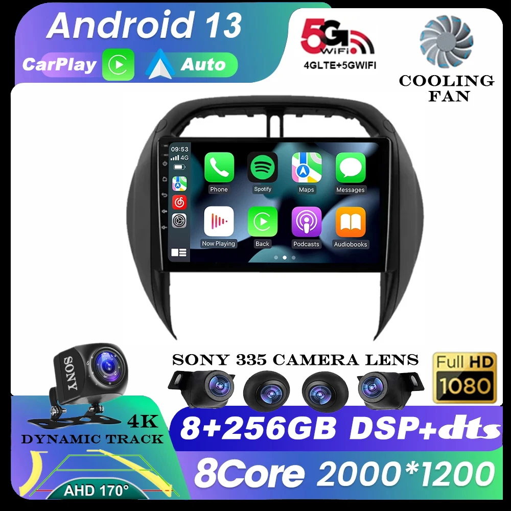 Автомагнитола Android 13 за Toyota RAV4 РАВ 4 2003 - 2005 DSP Carplay GPS Навигация Мултимедиен плейър Стерео 2din DVD