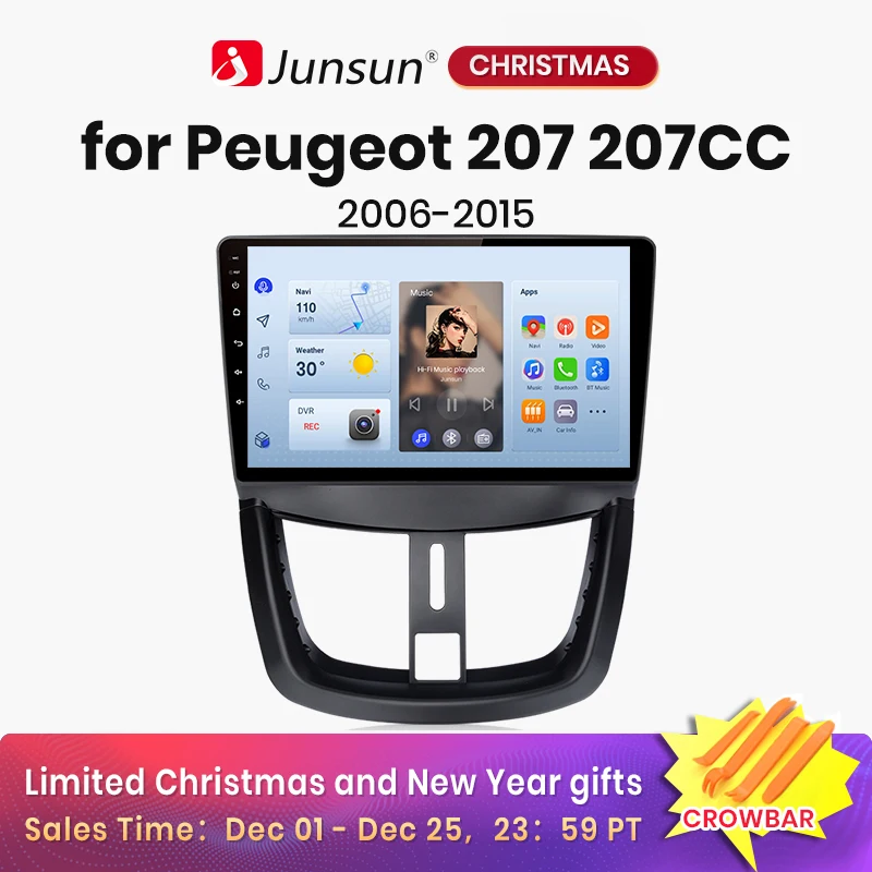 Автомагнитола Junsun Wireless Carplay Android на авточасти за Peugeot 207 207CC 2006 - 2015 Мултимедия GPS авторадио 4G WIFI DSP