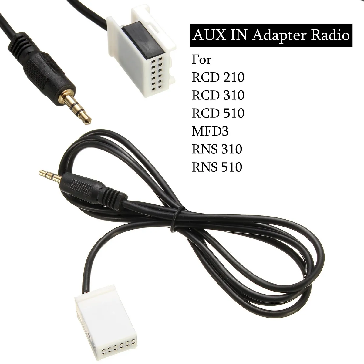 Автоматично USB 3.5mm AUX IN Адаптер Радио MP3-плейър Кабел за кабел за VW/RCD210 310 510 MFD3 RNS 310 Серия RNS 510