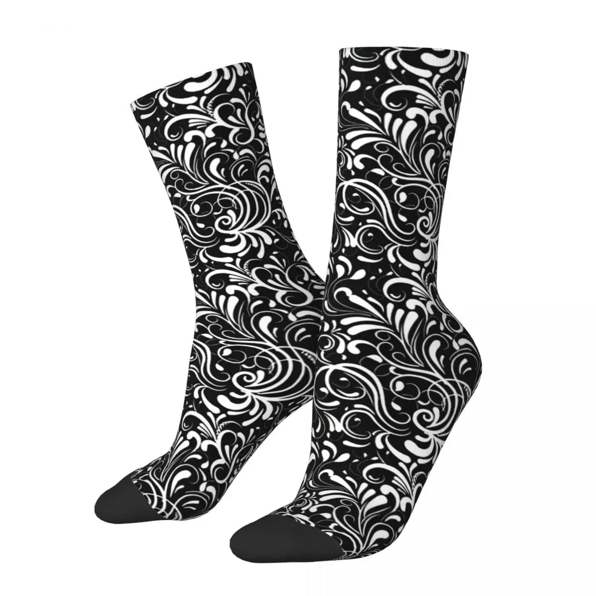 Безшевни мъжки компрессионный чорап Унисекс с цветен модел в стил ретро, черно-бели, с шарени Вратовръзки Харадзюку, безшевни, с принтом, новост, чорап