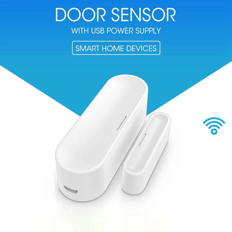 Бял Вратата Сензор прозорци Wifi Умен дом Безжични Врата, детектори USB Отваряне/Затваряне на приложението за Дистанционно аларма
