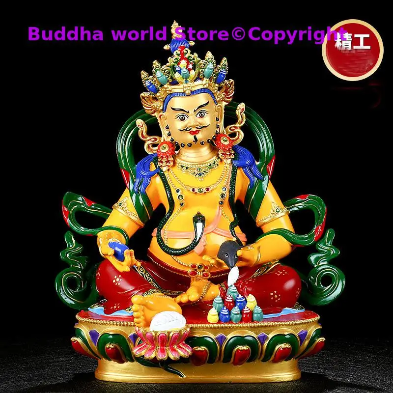 Висококачествена Цветна картина позлата статуя на буда Талисман на Семейството ЦАЙ ШЪН БОГ будизма Жълта статуя на бога на късмета Джамбала