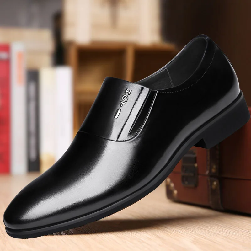 Висококачествени мъжки модел обувки, нескользящая водоустойчив мъжки работна обувки, ежедневни кожена мъжка официална обувки на плоска подметка