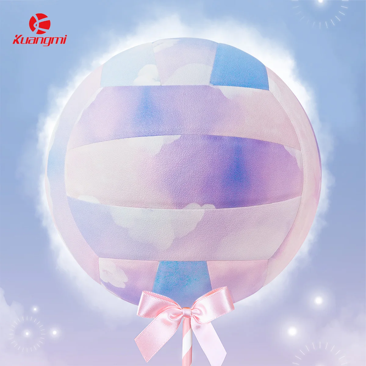 Волейбольный топката Kuangmi Cotton Candy стандартен размер 5 От висококачествен износостойкого полиуретанова материал за плажен мач, подарък за рожден ден