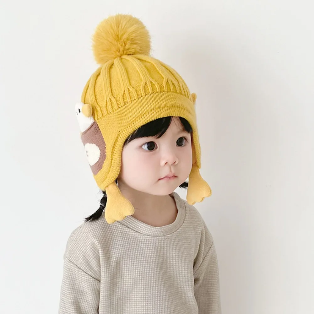 Вязаная детска шапчица с жирафа, Топла Зимна шапка ръчна изработка за деца, Шапки за защита на ушите, детски шапки
