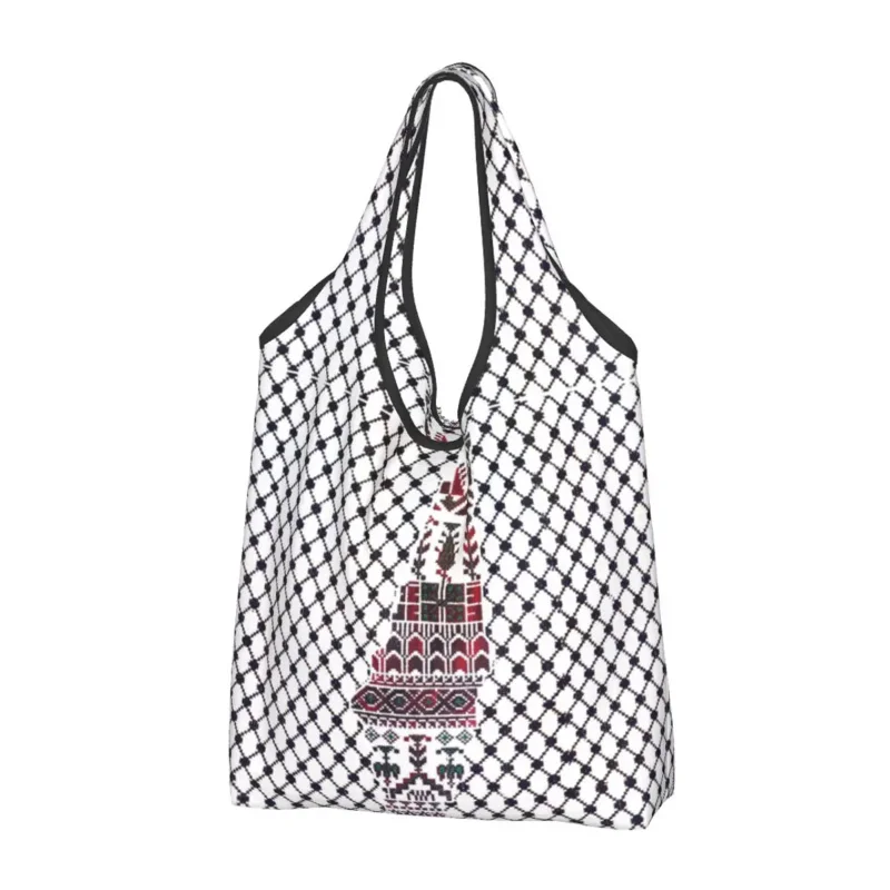 Големи многократна употреба за хранителни стоки чанти на традиционния палестинския дизайн, рециклируеми Сгъваеми чанти за пазаруване, които могат да се перат, леки
