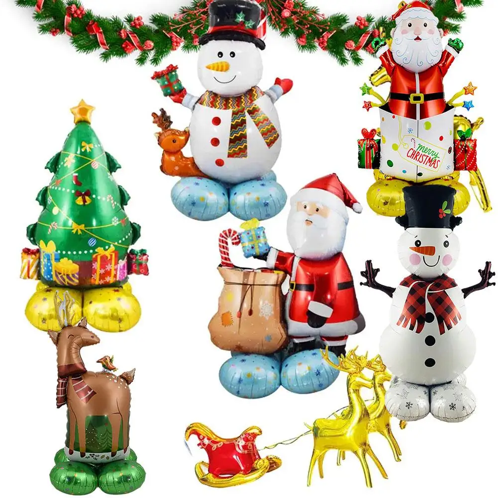 Голям Коледен Стоящ Балон с Дядо Коледа, Снежен човек, Коледни Украси коледната Елха Навидад Коледа 2024 Балон Начало на Новата Парти Ye V2B8