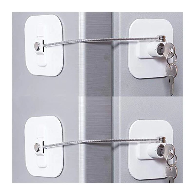 Горещ Катинар на хладилника TTKK, Замък, Мини-хладилник С ключ За Възрастни, Заключване За хладилника, вратата на достъпа на корпуса (Бял, 4 опаковки)