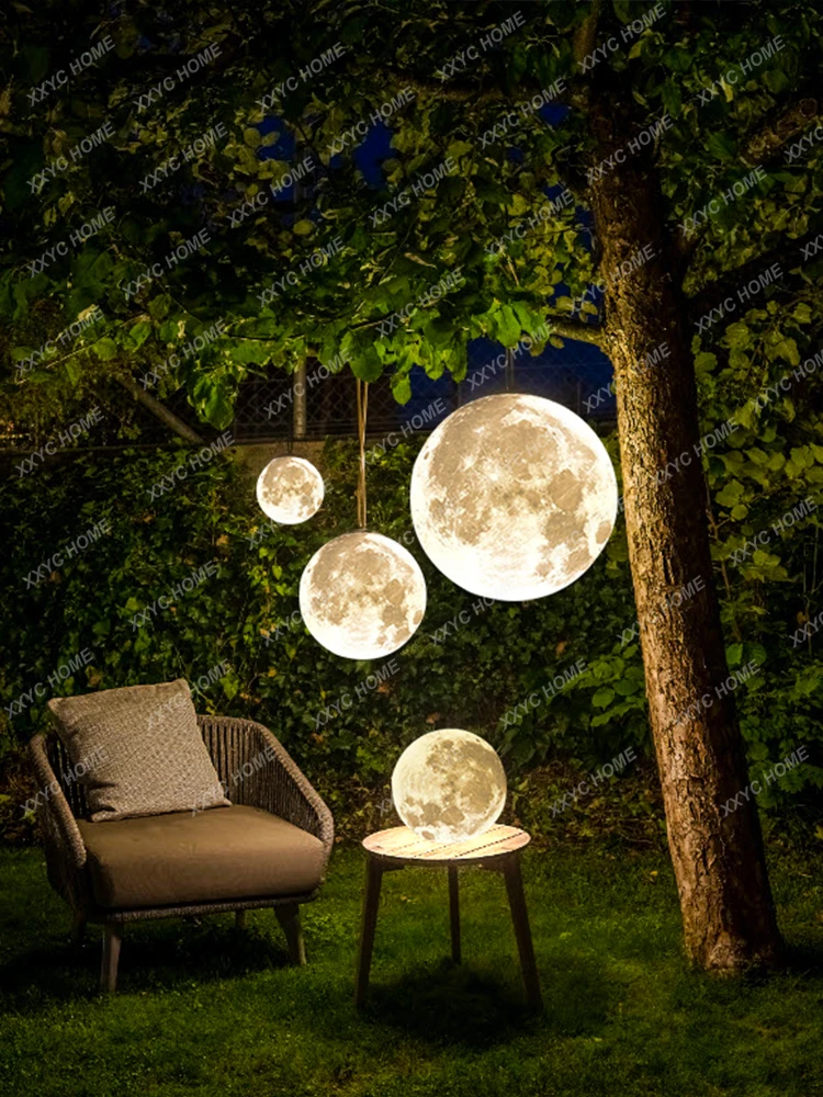 Градинска водоустойчив полилей, Крушка с лунна светлина Сферична лампа с Лунна светлина Декоративна външна лампа