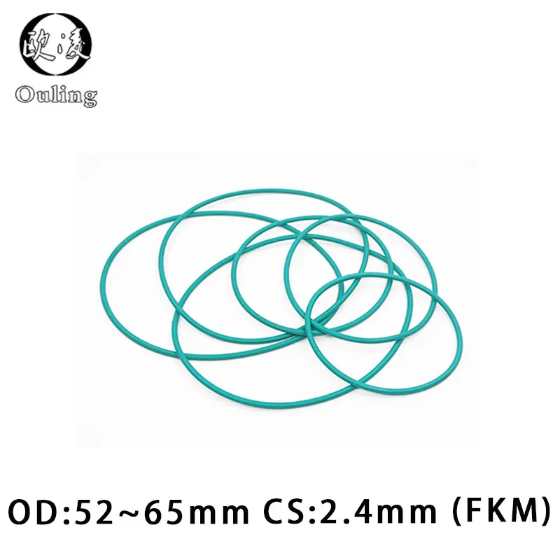 Гуменият пръстен Зелена О-пръстен FKM Дебелина 2,4 мм OD52/54/55/56/57/60/62/64/ 65 мм, Гумени уплътнителни пръстени fkm Масляное пръстен Горивната уплътнение Шайба