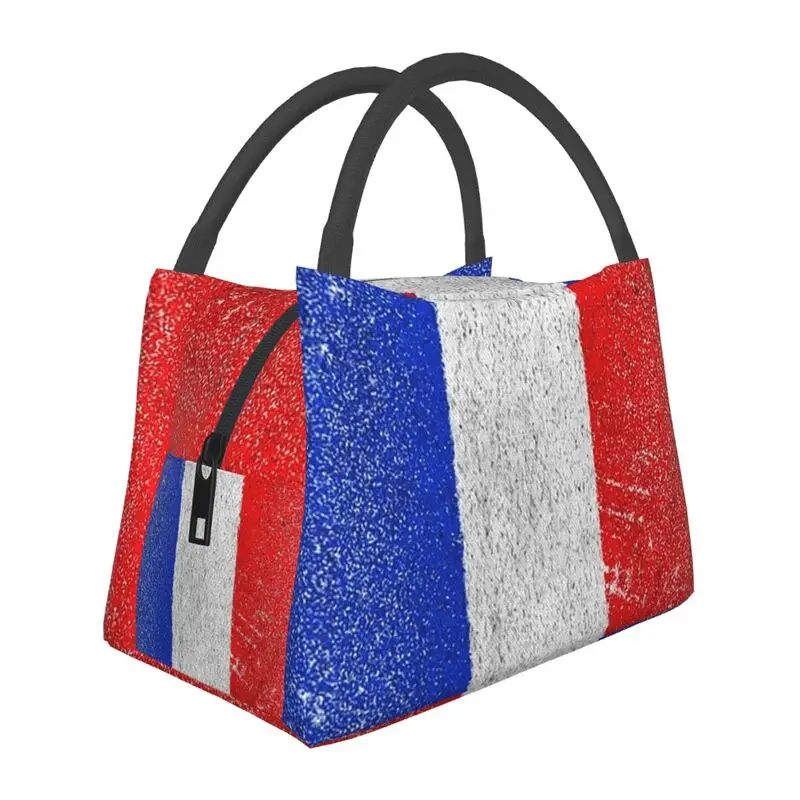 Дамска чанта-тоут с изолация под френски флаг в ретро стил, Националната гордост на Франция, термос-хладилник за хранене, обяд-бокс за болничен клон