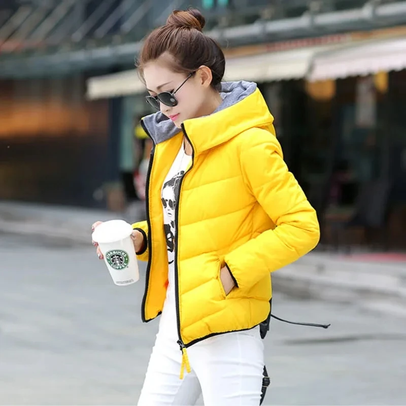 Дамски naka стеганая яке с дебела топла качулка и дълъг ръкав, Южнокорейское модно парково палто 2023, новост