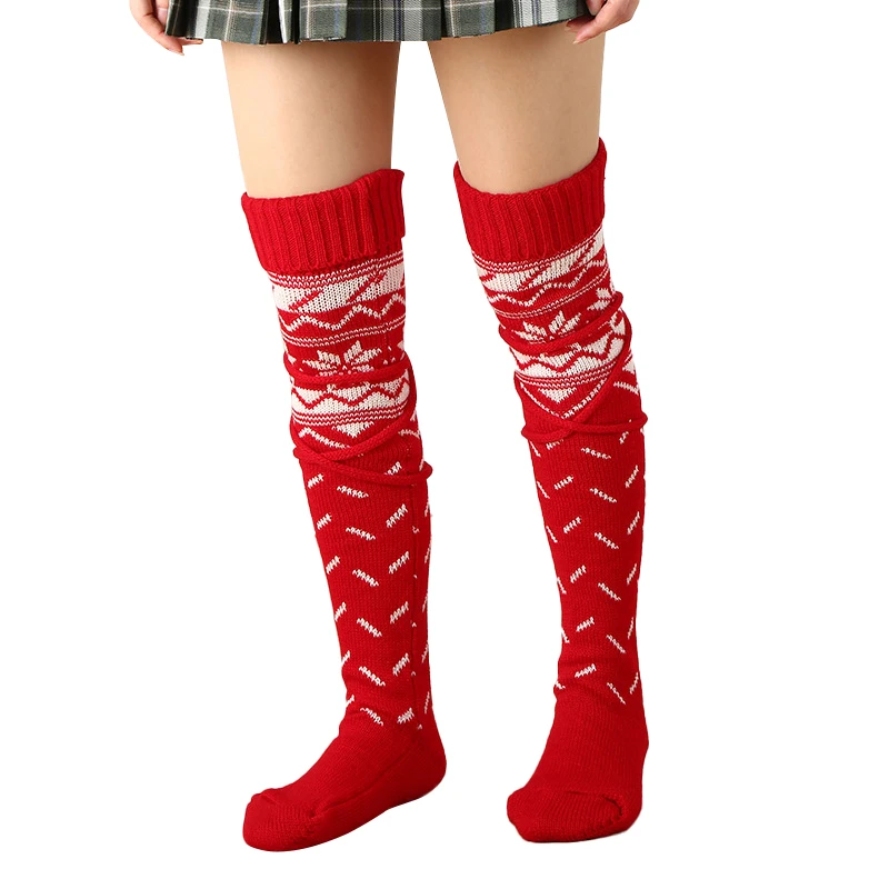 Дамски Коледни Възли чорапогащи до бедрата, по-дълги Зимни чорапи над коляното, гамаши