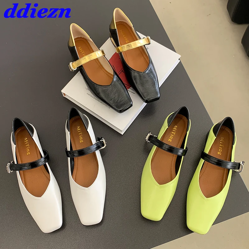Дамски обувки на равна подметка Mary Janes за лятото и пролетта, новост 2023 г., дамски сандали с катарама в стил Лолита