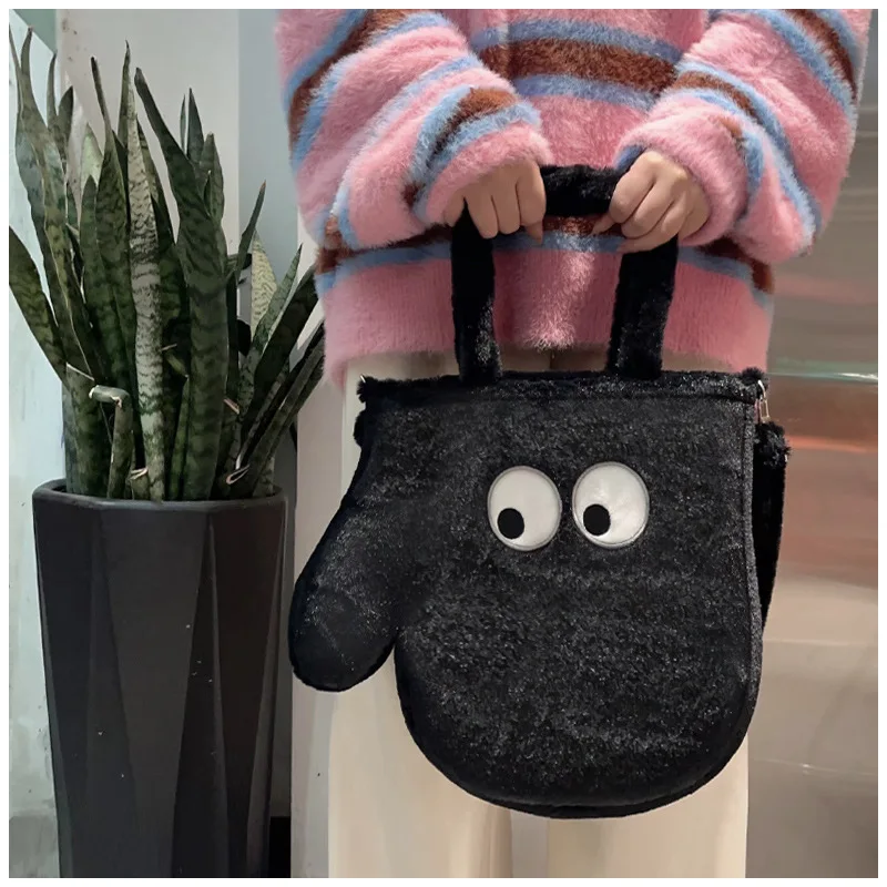 Дамски плюшен чанта за ръкавици, симпатична личност, чантата е с голям капацитет, скъпа забавна творческа чанта през рамо за момичета