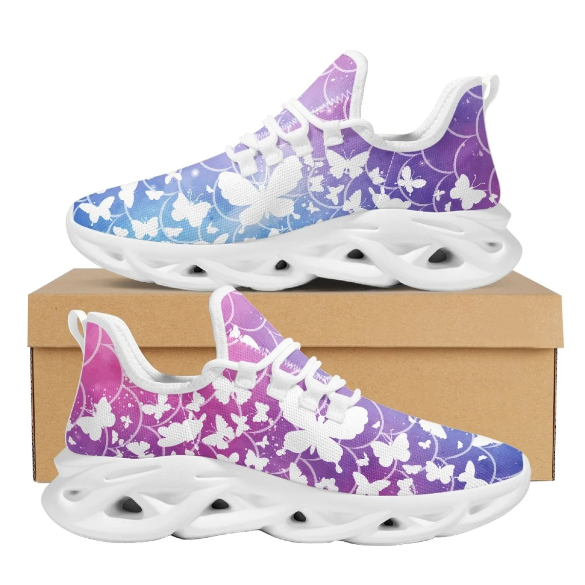 Дамски спортни обувки на равна подметка, дишащи грязеотталкивающие обувки с кръгло бомбе, модерен дизайнерски пролет-есен градинска обувки с пеперуди