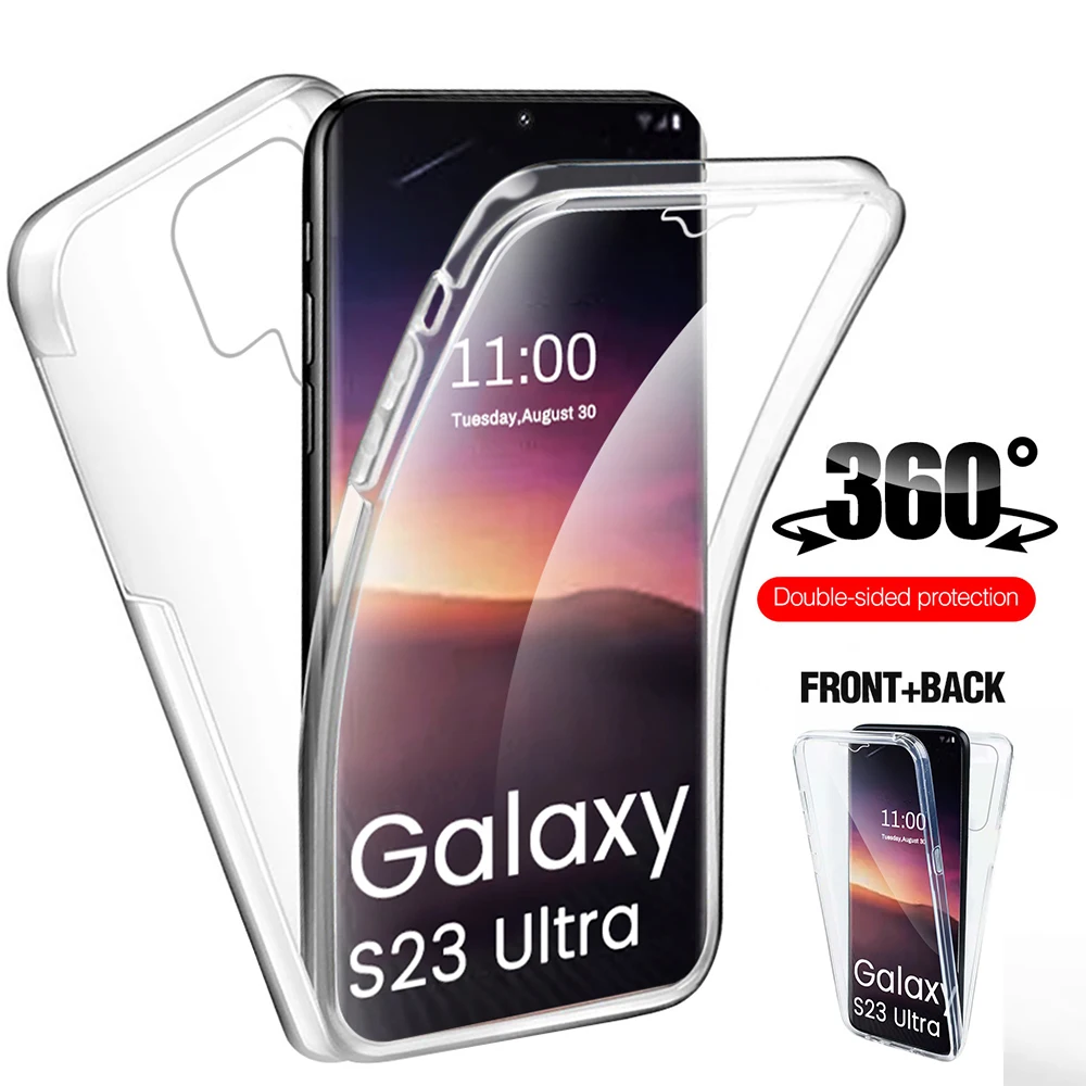 Двупосочна защитна обвивка на 360 ° За Samsung S23 Ultra Калъф-хастар Samsung Galaxy S 23 Ultra Plus S23ultra 5g с пълно покритие