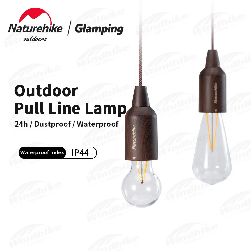 Декоративна лампа за лагер на палатки Naturehike, 2 режима на зареждане, малка крушка, външна водоустойчив ретро лампа IP44, денонощен осветление
