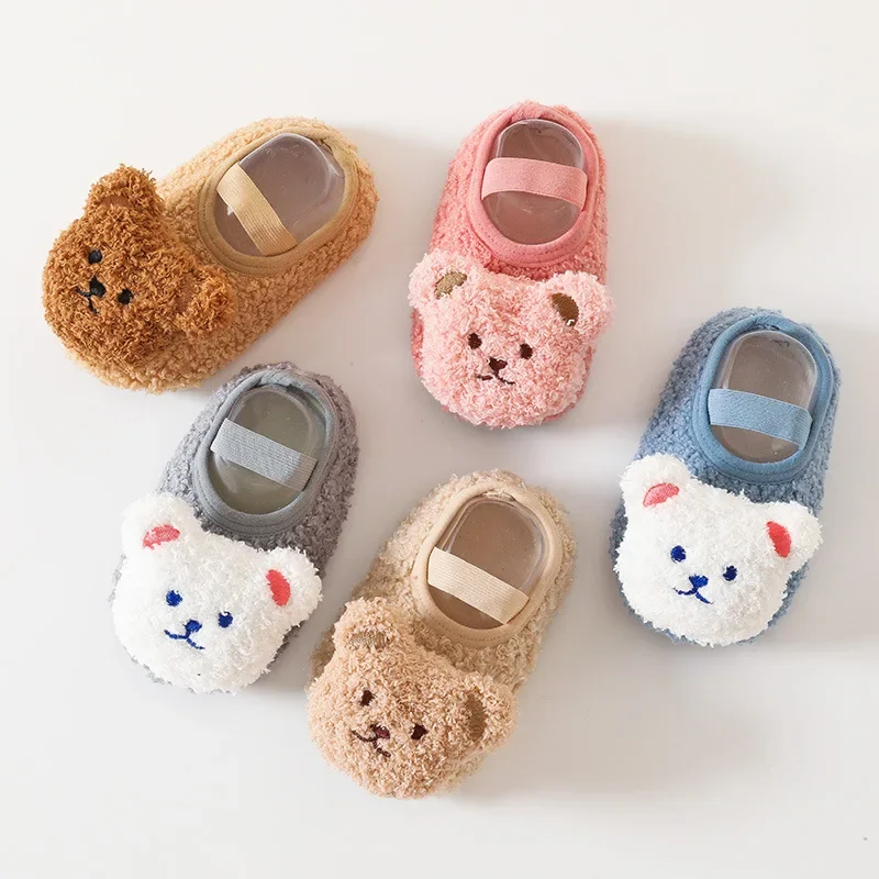 Детски чорапи на пода, зимни удебелена детска домашни обувки, детски чорапи на пода, обувки за деца, мека нескользящая подметка