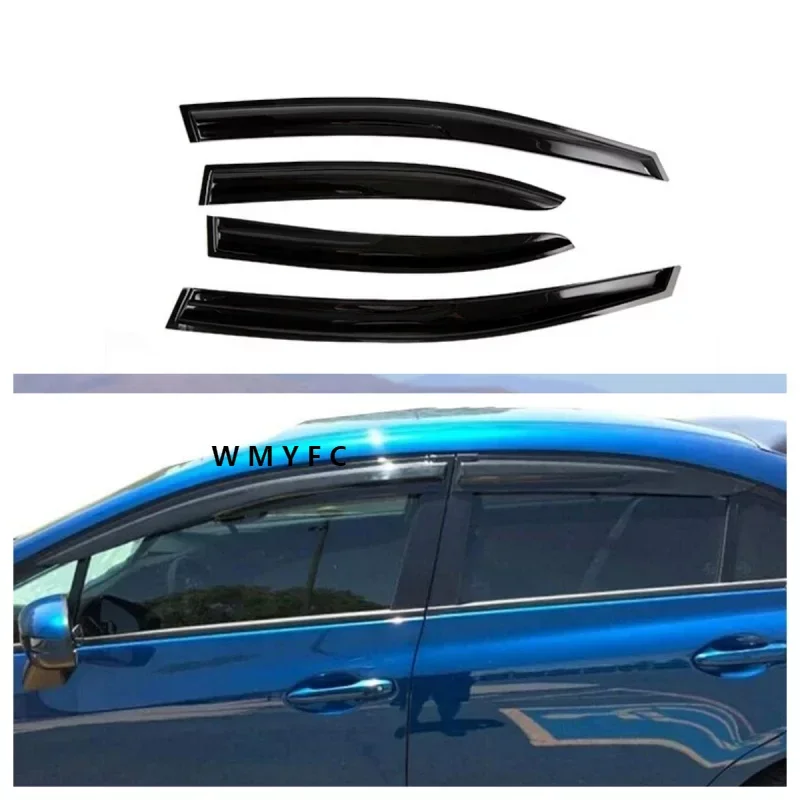Дефлектори на страничните прозорци за Honda Civic Седан 9th 2012-2015 Козирка прозореца на колата Вентилационни въздушни Защита от Слънце и дъжд Pinwheels за подреждане