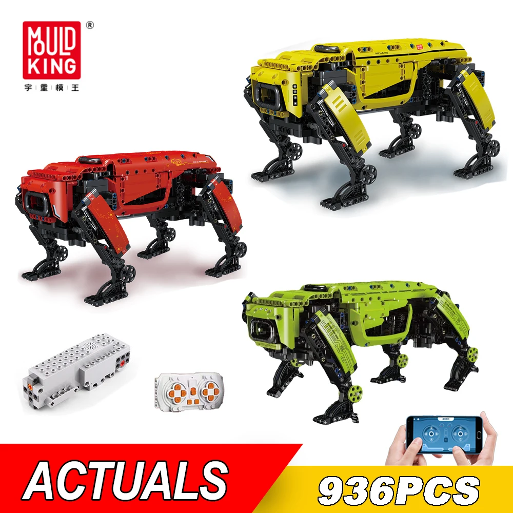 Дизайнер MOULD KING Technical Robot Bricks Toys Радиоуправляемая моторизованная модел Boston Dynamics Big Dog Строителни блокове AlphaDog, подарък за деца