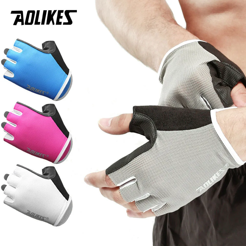 Дишащи спортни ръкавици AOLIKES за вдигане на тежести, ръкавици за фитнес във фитнес залата без пръсти за практикуване на пауэрлифтингом за жени и мъже