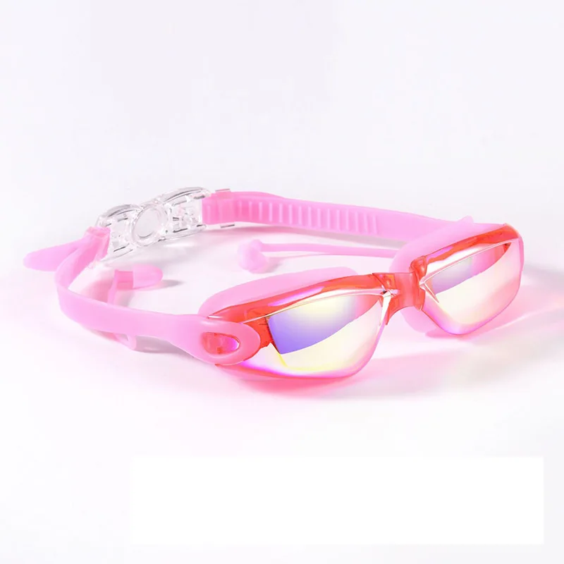 Доставка производител на цветни силиконови плувни очила за възрастни с вградени берушами за защита от замъгляване при плуване с покритие покритие