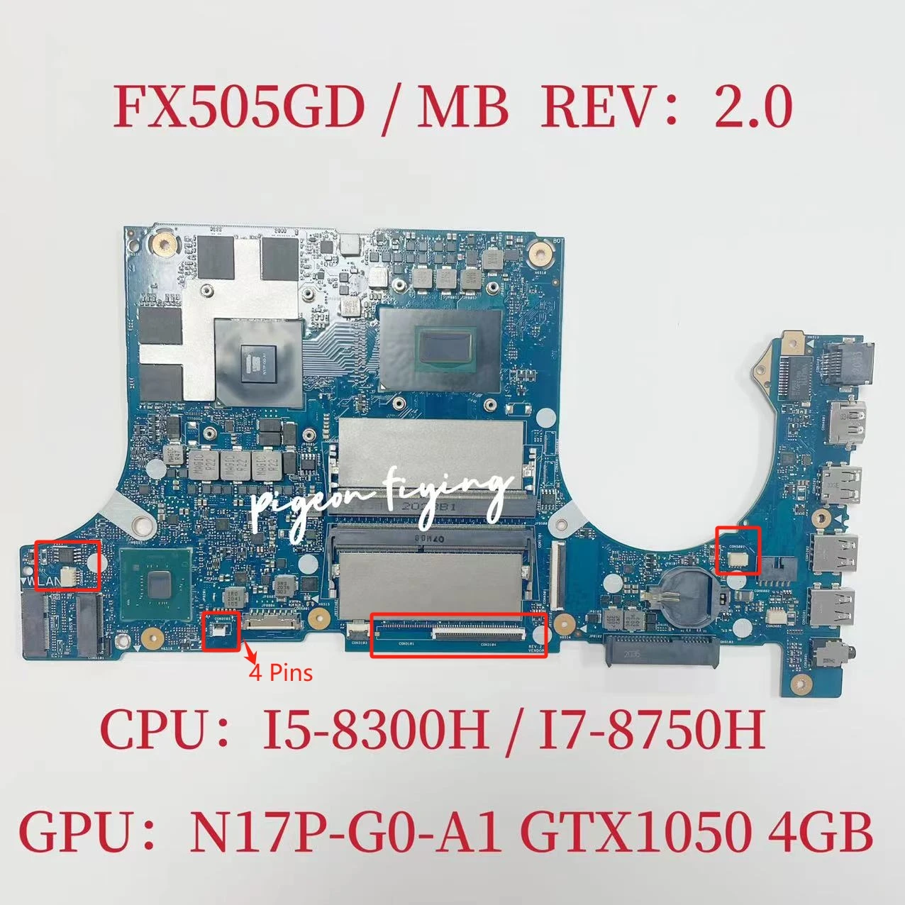 Дънната платка на лаптопа FX505GD за ASUS FX505 FX505G дънна Платка на лаптоп FX505GE с графичен процесор I5-8300H I7-8750H: N17P-G0-A1GTX1050 4G DDR4