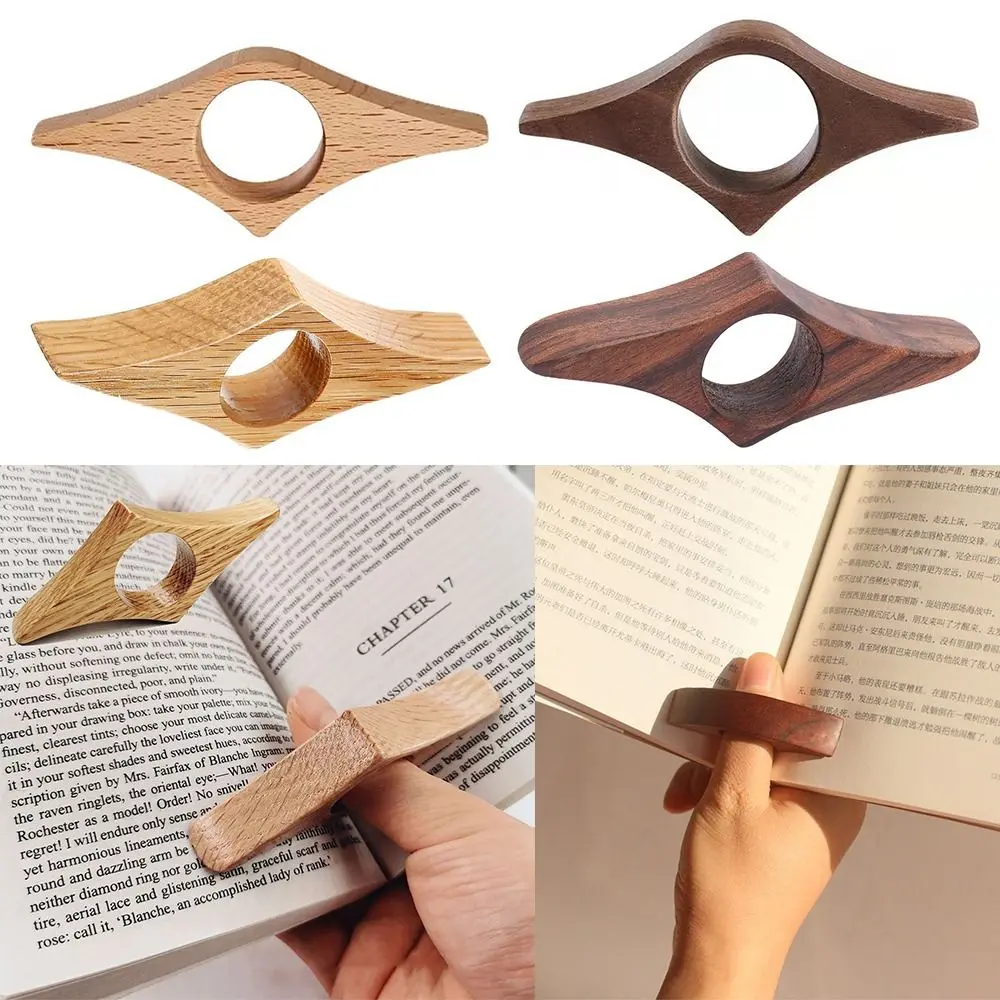 Дървена маркер за палеца За четене с една ръка поставка за палеца, държач за страници, Удобна маркер за любителите на офис книги, средства за бързо четене