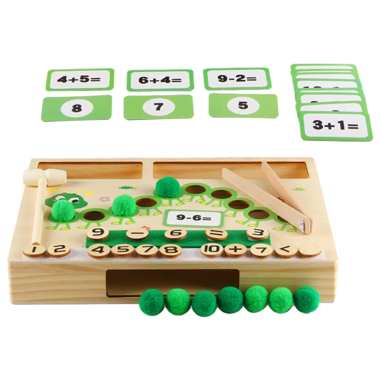 Дървена математическа играчка за сметки, образователна игра за предучилищна възраст, игра събиране и изваждане, детски учебни помагала за 3, 4, 5, 6-годишни момичета и момчета