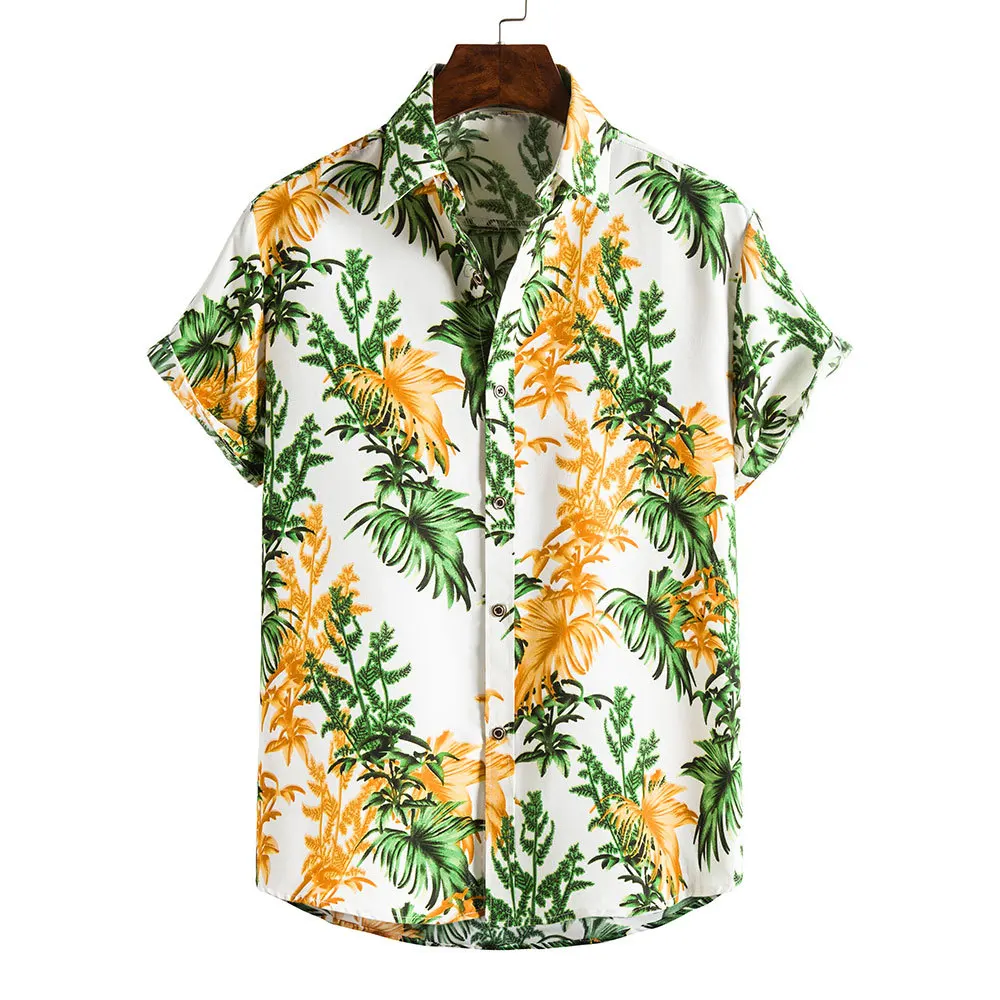 Ежедневна риза с принтом, мода 2023, Нов мъжки хавайски плаж топ с къс ръкав, ризи с флорални принтом