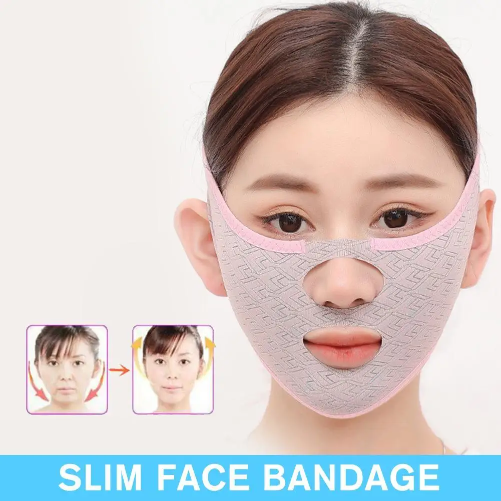Еластичен бандаж за отслабване на лицето, V-образен шейпър на лицето, за многократна употреба Дишаща Лифтинг, Средство за грижа за кожата Против бръчки, увиснала Двойна брадичка, Козметичен инструмент за грижа за кожата