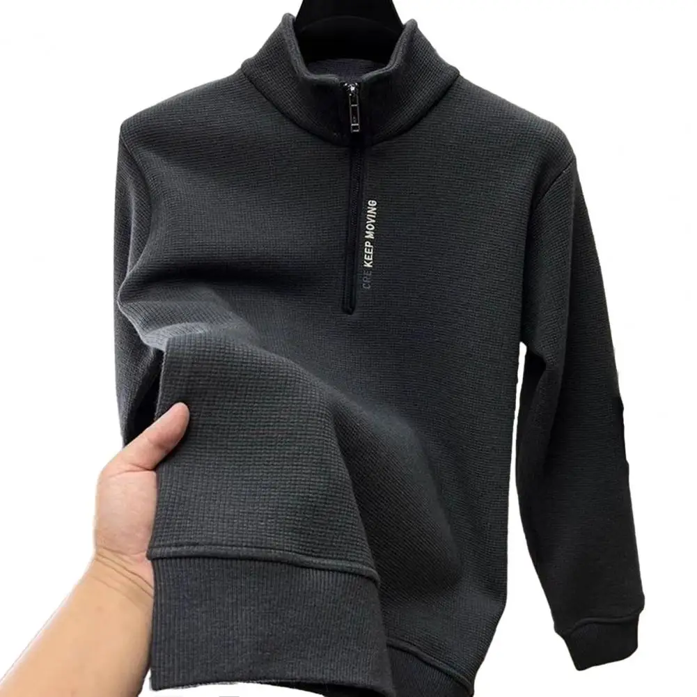 Есенно-зимни мъжки hoody джоб, яка стойка, дълъг ръкав, монофонични топъл пуловер, вязаный мъжки пуловер, всекидневни топ