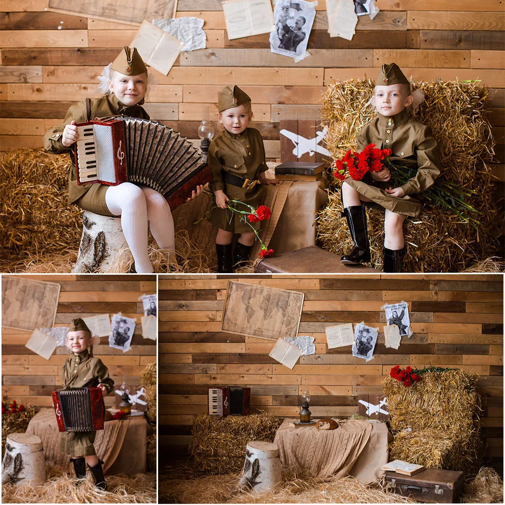 Есента есента фон Купа сено Селски дървена стена Детски Децата Фон за снимки във фото студио