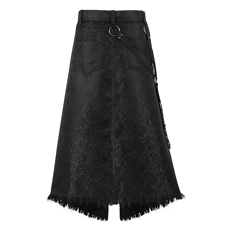 Жаккардовая пола с бакенбардами за мъже, ново Европейското и американското асиметрична рокля в стил Тъмен рок, пънк, готик