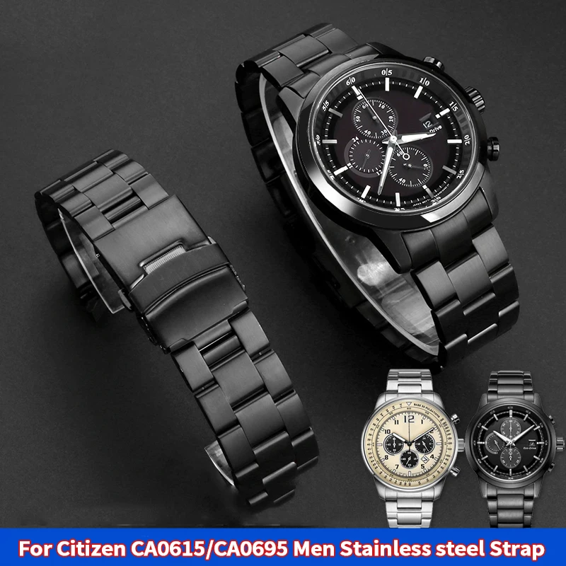 За Citizen CA0615 CA0695 Твърди каишка с извит край От Метал, Каишка за часовник от неръждаема Стомана, мъже от 22 мм и защитно обтегач, верижка за часовник, аксесоари