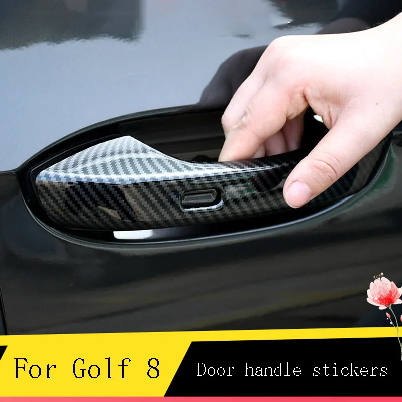 За Golf 8 2021, ABS-карбоновое влакна / сребро, външна врата копчето, модификация на дръжката на вратата, декоративни стикери, аксесоари за автомобили