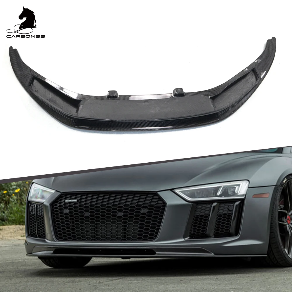 За R8 Преден сплитер от въглеродни влакна, V-образно от въглеродни влакна перваза предна броня за Audi R8 2017 +