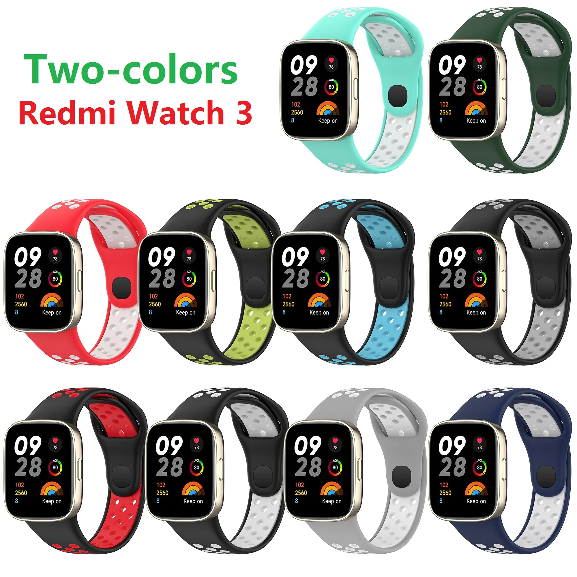 За Redmi Watch3 Каишка за часовник Силиконов дишащ Модерен за Redmi 3 поколение в два цвята порест дишаща лента за гривната за часа