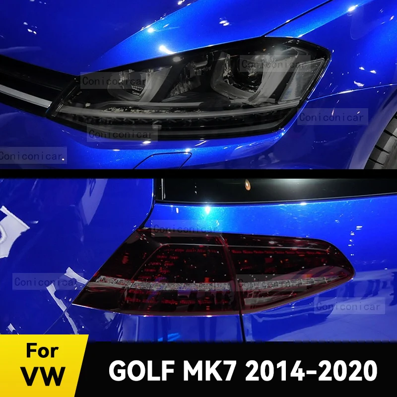За Volkswagen VW GOLF MK7 2014-2020 Автомобилни Фарове Черна защитно фолио от TPU, като сянка на предния светлина, Цветен стикер, Аксесоари