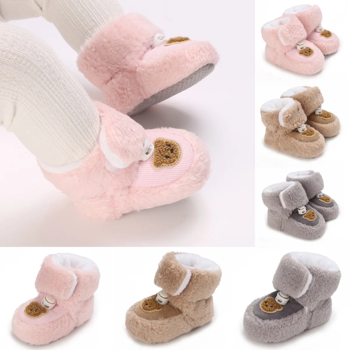 За деца 0-18 месеца, прекрасна Зимна топла памучен обувки за момчета и момичета, Нескользящая обувки с мека подметка, Коледни Зимни обувки