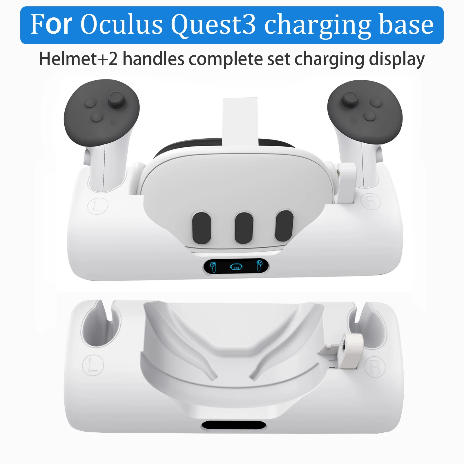 ЗА таксуване на база Oculus Quest3 с подсветка на дисплея, шлем за виртуална реалност и контролер писалки, зарядно устройство за зарядно устройство Meta Quest3 handle