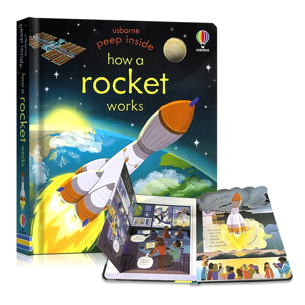 Загляни вътре, като работи ракета Английски Уроци 3D книжки с картинки за деца, които деца Четат Приказки преди лягане
